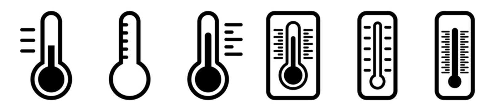 Set of different thermometer icon, icons in line style, vector illustration