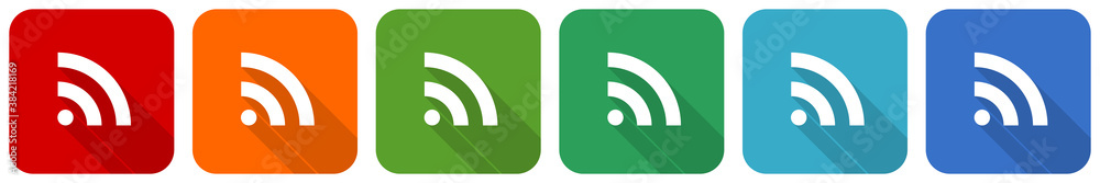 Fototapete mobile signal icon set, flat design vector illustration in 6 colors options for webdesign and mobile
