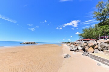 Fototapeta na wymiar Puek Tian Beach in Phetchaburi Province, Thailand