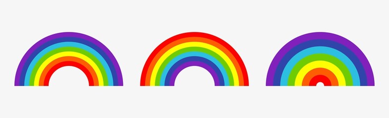 Set of colorful rainbow or color spectrum flat icon