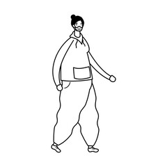 young man wearing medical mask avatar character line style