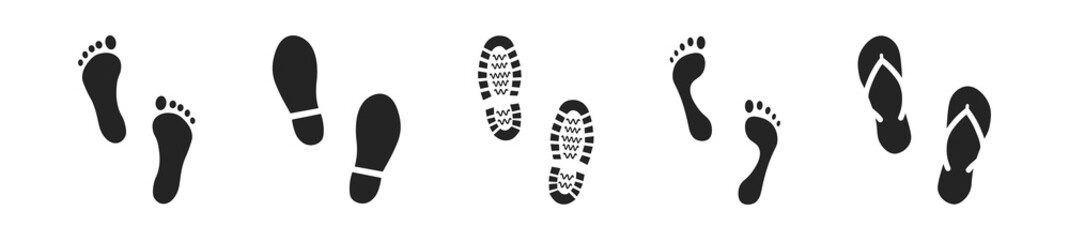 Set of different human footprints