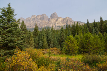Castle Mountain on a Smoky Day