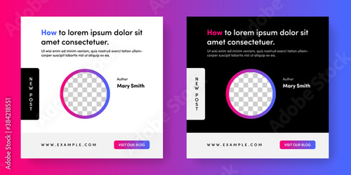 Modern And Detailed Social Media Post Templates With 2 Color Variations Facebook And Instagram Post Layout With Place For Photo Editable Vector Illustration Wall Mural Phillipes