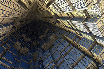 Fractal 3D background, abstract 3D illustration, element for design