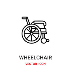 Fototapeta na wymiar wheelchair icon vector symbol. wheelchair symbol icon vector for your design. Modern outline icon for your website and mobile app design.