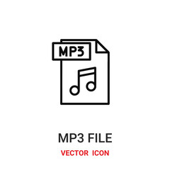 mp3 file icon vector symbol. mp3 file symbol icon vector for your design. Modern outline icon for your website and mobile app design.