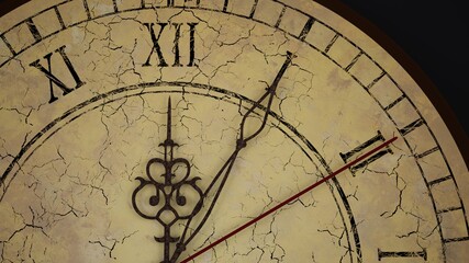 Fototapeta na wymiar Old weathered down vintage clock