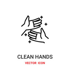 clean hands icon vector symbol. clean hands symbol icon vector for your design. Modern outline icon for your website and mobile app design.