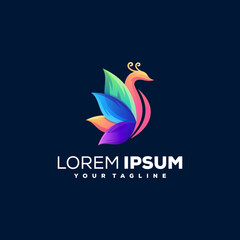 Obraz premium peacock gradient color logo design