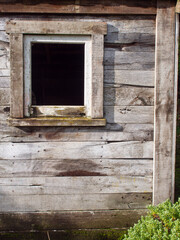 Square Window In A Wooden Shed