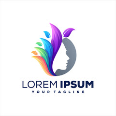 Fototapeta premium beauty lady gradient logo design