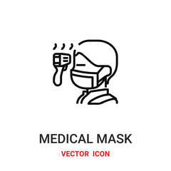Check human body temperature vector icon. Modern, simple flat vector illustration for website or mobile app.Medical mask symbol, logo illustration. Pixel perfect vector graphics	