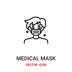 medical mask icon vector symbol. medical mask symbol icon vector for your design. Modern outline icon for your website and mobile app design.