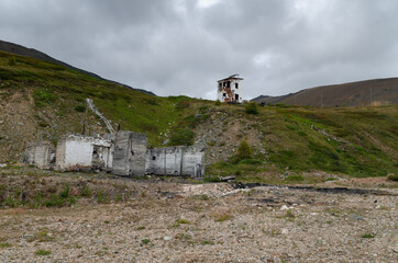 Abandoned buildings and galleries of a mercury mine