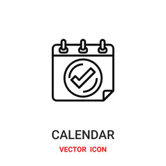 calendar icon vector symbol. calendar symbol icon vector for your design. Modern outline icon for your website and mobile app design.