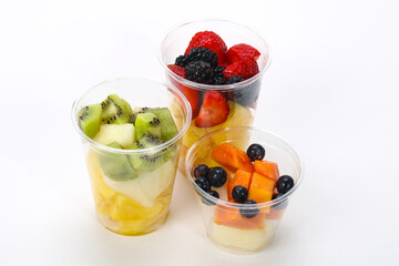 Sliced fruit mix in the box