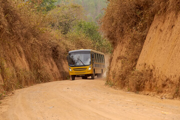School bus for students living in the rural area of the city of Guarani, state of Minas Gerais, Brazil.