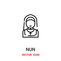 nun icon vector symbol. nun symbol icon vector for your design. Modern outline icon for your website and mobile app design.