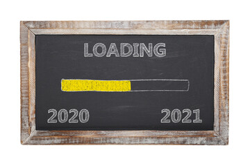 blackboard with the message loading 2020 - 2021