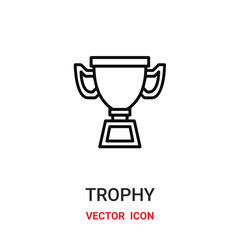 trophy icon vector symbol. cup symbol icon vector for your design. Modern outline icon for your website and mobile app design.