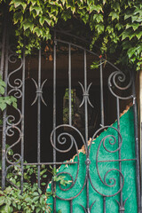 Gates to the old yard in Podol district in Kiev
