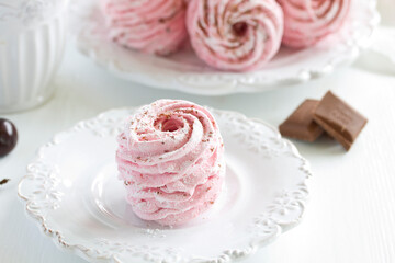 Homemade apple marshmallow in a plate.