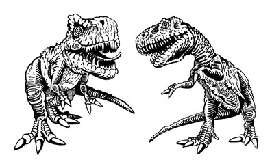 Vector set of dinosaurs on white background, jpg illustration,paleonthology
