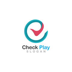 Check play button concept design gradient vector illustration