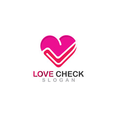 Love Check combination Logo Symbol Design concept Illustration