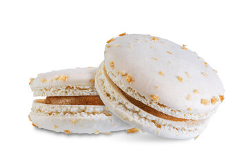 Vanilla caramel Macarons on a white isolated background