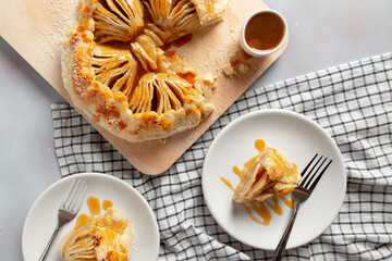 pumpkin pie on a wooden board