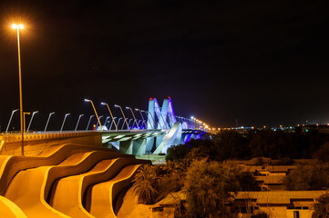ABU DHABI, UAE - OCTOBER 23: on Oct 23, 2016 Al Maktum bridge in Abu Dhabi, United Arab Emirates.