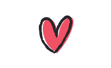 Sign of a heart. Love symbol doodle. Hand drawn vector illustration.