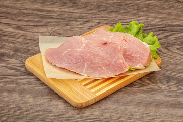 Raw pork steak for cooking