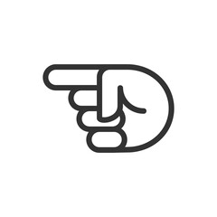 Hand line pointer icon. Vector illustration isolated on white. Finger linear point sign.