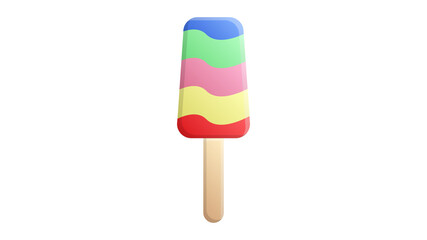 popsicle ice cream on a stick on a white background, vector illustration. appetizing bright dessert with sugar topping. ice cream in several layers. delicious ice cream with toppings