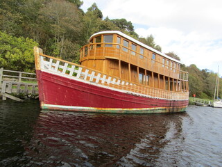 Scotland Scenery with Boat on Loch Ness