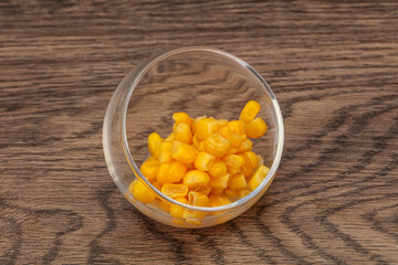 Sweet corn seeds in the bowl