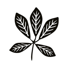 autum ovate leafs silhouette style icon