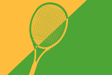 flat cartoon colored tennis racket isolated on background