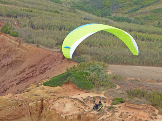 Paraglider flying at Gralha, Portugal