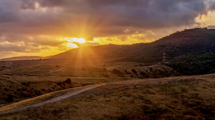 romantic sunset over the mountains