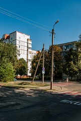 Fototapeta na wymiar Tiraspol, Transdniester, 1 September 2017. Apartment building in the city center.