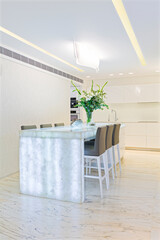 Luxury Dining Room With Glow Table In Modern Home