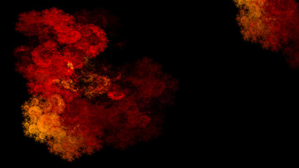 Abstract red fractal space pattern on a black background. Used for design and creativity, for screensavers.