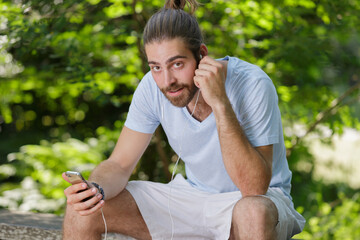 a man listening to music