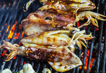 squids grilled street food bbq