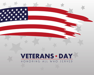 happy veterans day lettering with usa flag painted