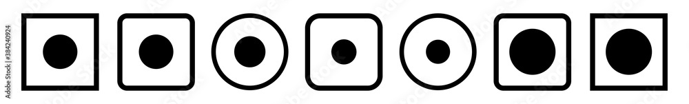 Wall mural record button icon black line | rec buttons illustration | video audio player navigate symbol | reco